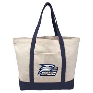 Georgia Southern University Canvas Tote Bag With External Pocket, Reusable Shoulder Bag for Shopping, School, Beach, Navy - 1 of 4