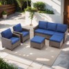Buenhomino 5-Piece Outdoor Set – Sofa, 2 Single Chairs & 2 Ottomans, Handwoven Wicker, Steel Frame, Weather-Resistant Cushions for Patio - 2 of 4