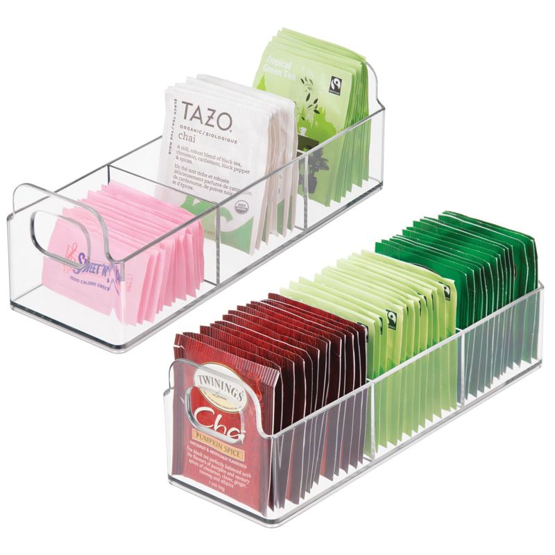 mDesign Plastic 3-Compartment Condiment Organizer/Tea Bag Holder, 1 of 10