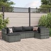 vidaXL Patio Lounge Set with Cushions Sectional Sofa Garden Backyard Poly Rattan - Gray 3x Corner 2x Middle Footrest - 2 of 4
