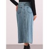 INSPIRE CHIC Women's Denim Zipper Front Split Long Skirt with Pockets - 3 of 4