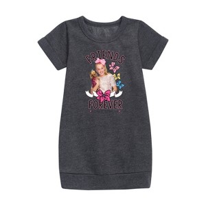 JoJo Siwa Friends Forever Graphic Short Sleeve Fleece Dress - Heather Charcoal - 4T - 1 of 2