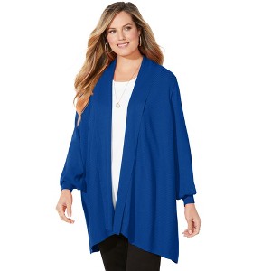 Catherines Women's Plus Size Liz&Me Draped Cardigan - 1 of 4