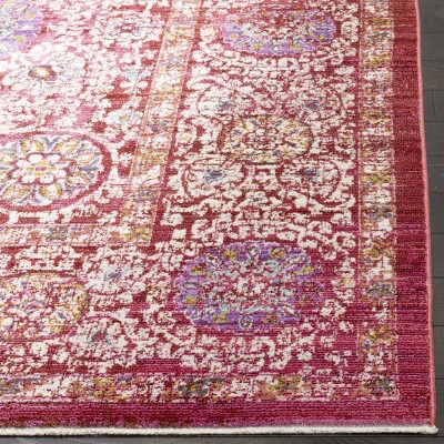 Fuchsia and Ivory Transitional Cotton Area Rug, 4' x 6'