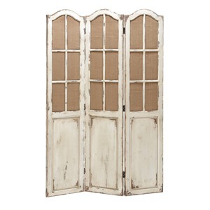 Farmhouse Wood Room Divider Screen Beige - Olivia & May - 1 of 4