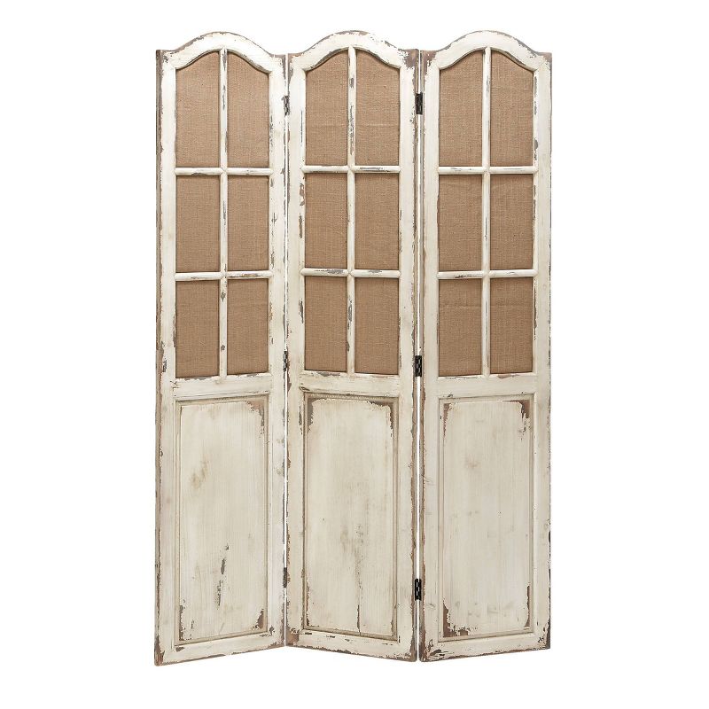 Farmhouse Wood Room Divider Screen Beige - Olivia &#38; May, 1 of 10