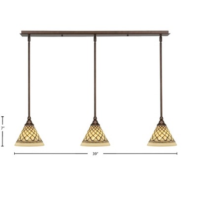 Toltec Lighting Any 3 - Light Chandelier in  Bronze with 7" Chocolate Icing Shade