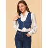 Allegra K Women's Vintage Button-Up Sleeveless Cropped Jean Waistcoat Vest - 3 of 4
