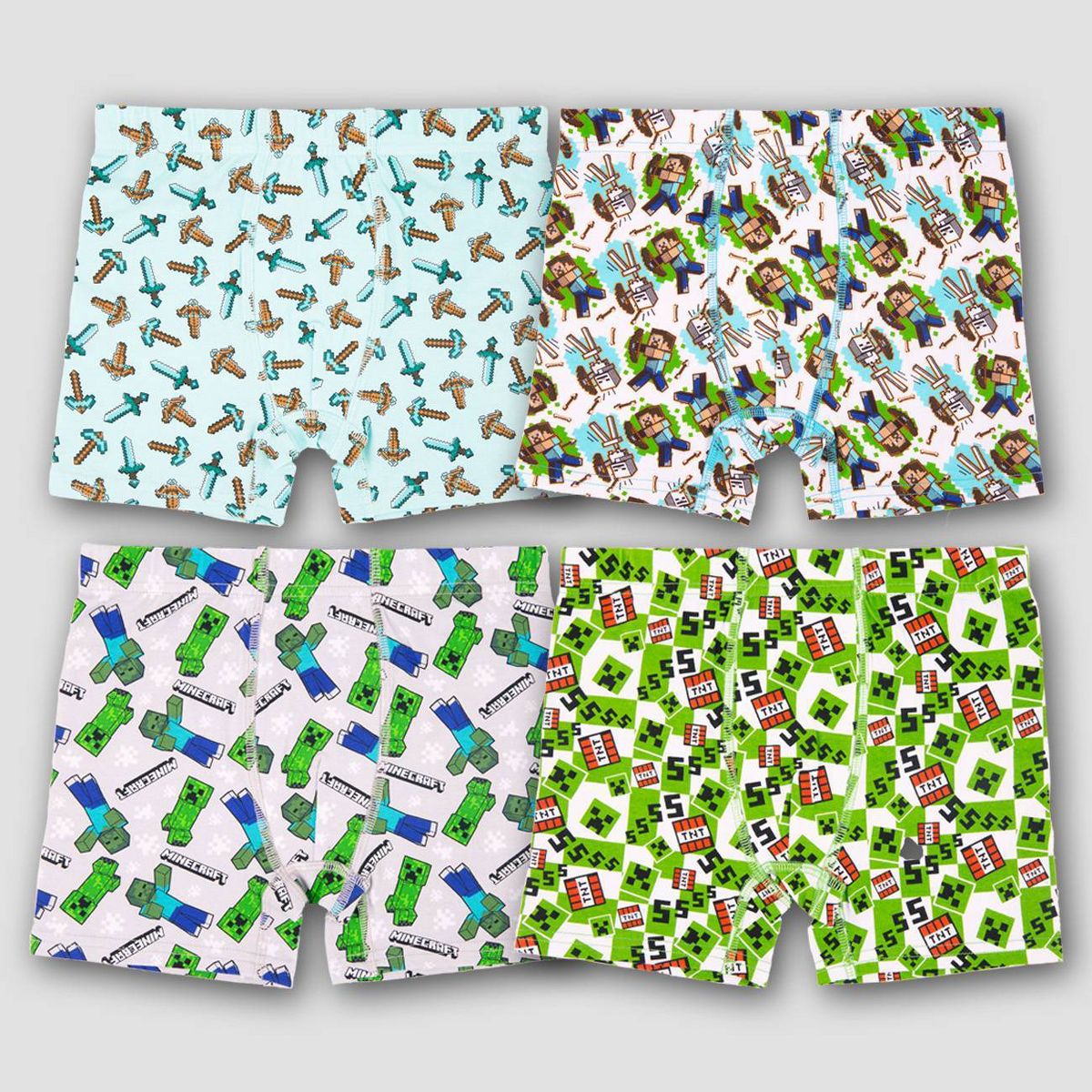 Boys' Minecraft 4pk Cotton Stretch Boxer Briefs