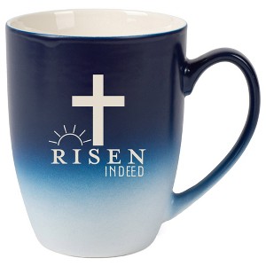 Elanze Designs Risen Indeed 12 Ounce Ceramic Laser-Etched Engraved Drinkware Mug, Blue and White Ombre - 1 of 4