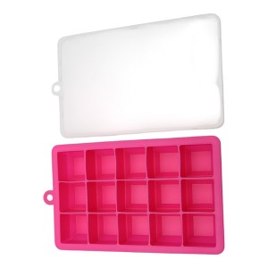 Unique Bargains 15-Cavity Small Square Ice Tray with Lid Hand Wash Only Silicone 7.87"x4.72"x1.30" 1 Pc - 1 of 3
