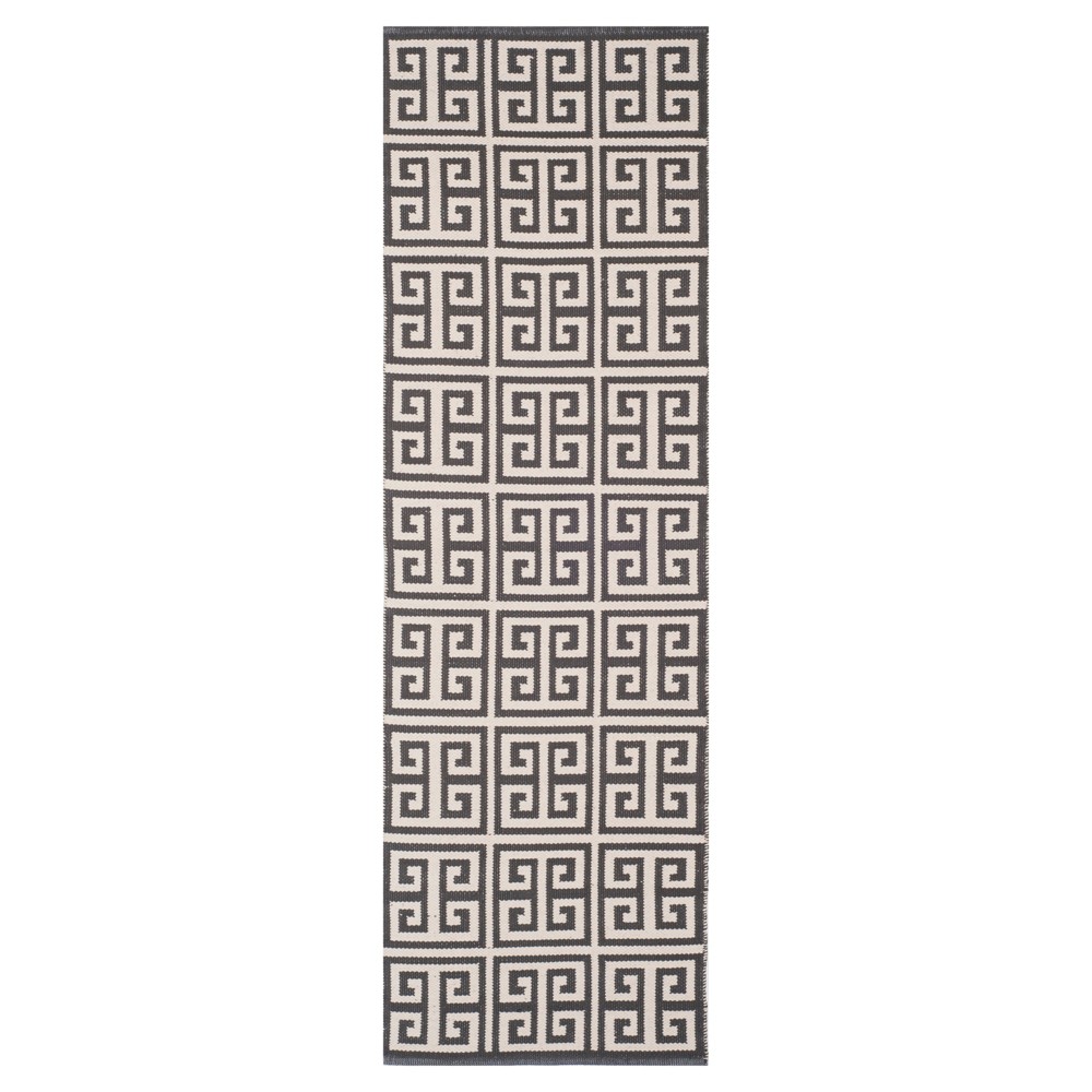 2'3inx7' Runner Dark Gray/Ivory Geometric Woven - Safavieh