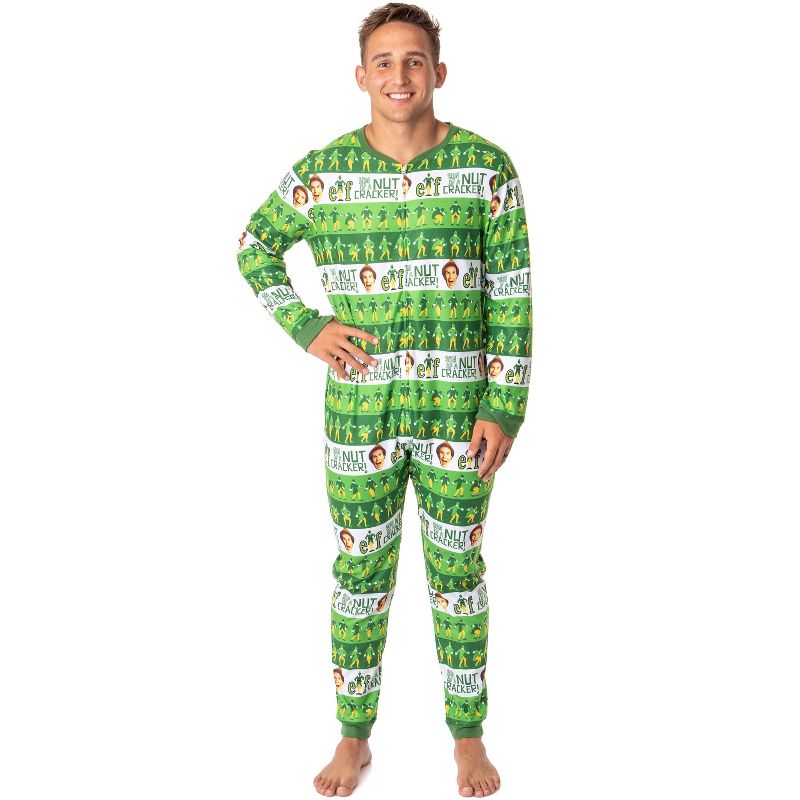 Elf The Movie Mens' Film Son of a Nutcracker Footless Sleep Union Suit Multicolored, 1 of 4