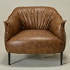 KINWELL 33" Wide Faux Vegan Leather Upholstery Barrel Chair with Metal Legs - 3 of 4