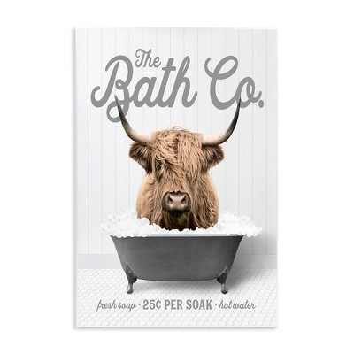 Stupell Industries Highland Cow Bubble Bath Wall Plaque Art