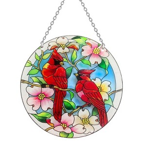 ANFURI 6 in. Red Birds Window Suncatchers with hook, Stained Glass Window Hanging Gifts - 1 of 4