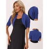 INSPIRE CHIC Women's Cropped Open Front Ruched Short Sleeve Bolero Shrugs - 2 of 4