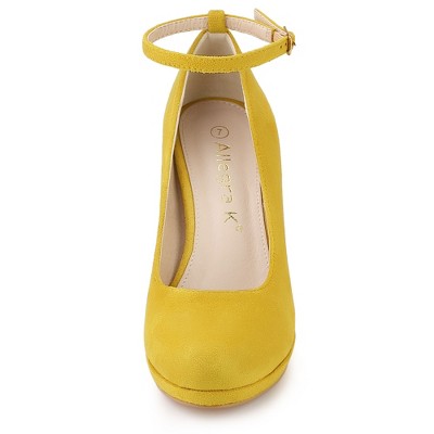 yellow ankle strap pumps