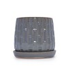 Syemin Planters Set of 2 Ceramic Flowerpot, Indoor and Outdoor Modern Decorative Round Planter for Patio, Garden, Gray, 7.87"*7.87"*7.09" - 4 of 4