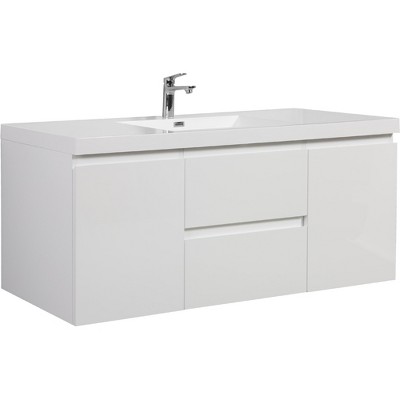 Bencmate Bathroom Storage Cabinets, Modern Wall-Mounted Bathroom Storage Vanity Cabinet, Soft Close Drawers, White, 59.06"*19.69"*22.44"