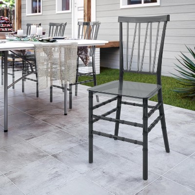 Techni Home Stackable Chiavari Style Dark Grey Acrylic Event Chairs – Set of 4