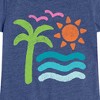 Girls' - Instant Message - Abstract Beach Scene Fitted Short Sleeve Graphic T-Shirt - 2 of 4