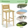 Costway 1/2/4 PCS Patio Teak Wood Bar Stool Outdoor Bar Height Chair with Rattan Backrest & Seat - 3 of 4