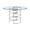 HomeRoots 48" Clear And Silver Glass And Stainless Steel Pedestal Base Round Top Dining Table - 4 of 4