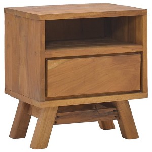 vidaXL Bedside Cabinet 15.7"x11.8"x17.7" Solid Teak Wood - 1 of 4