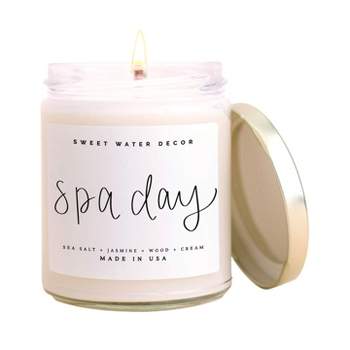 Sweet Water Decor Spa Day 9oz Clear Jar Script Label Soy Candle