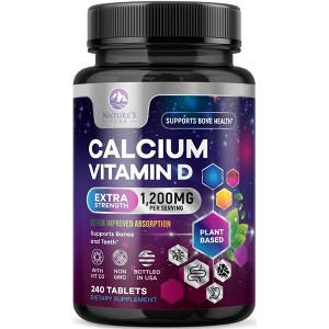 Calcium 1200mg with Vitamin D3 Supplement for Strong Bones & Muscle Support - 240 Tablets By Nature's Peak - 1 of 4