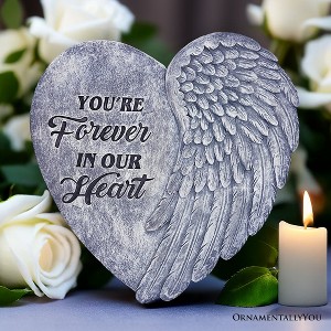 You’re Forever in Our Hearts Angel Wing Stepping Stone, 9.5" Garden Decorative Memorial Resin Figurine| OrnamentallyYou - 1 of 4