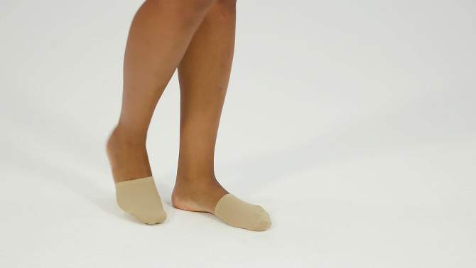 Peds Women&#39;s Grippers Tactel Nylon 2pk Liner Mule Socks - Nude One Size Fits Most, 2 of 6, play video