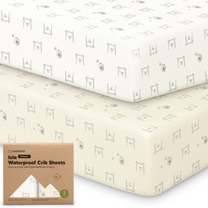 KeaBabies Isla Waterproof Crib Sheets for Boys, Girls, 2pk Baby Fitted Crib Sheet, Waterproof Crib Mattress Protector Sheets - 1 of 4