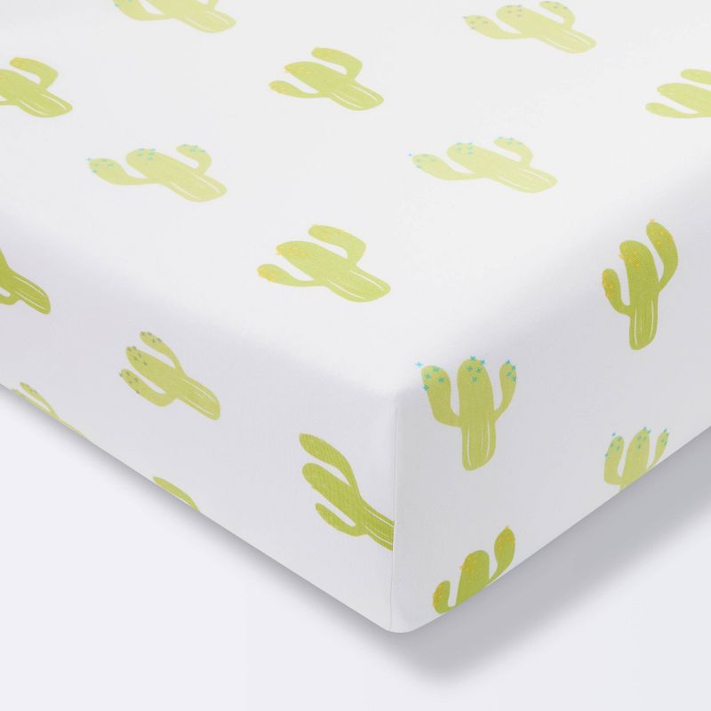 Fitted Crib Sheet Cactus - Cloud Island&#8482; - White, 1 of 7