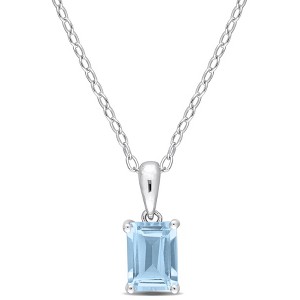 EVERLY JEWELRY | Sterling Silver Pendant with Gemstone and Created Gemstone – Multiple Stone Options - 1 of 4