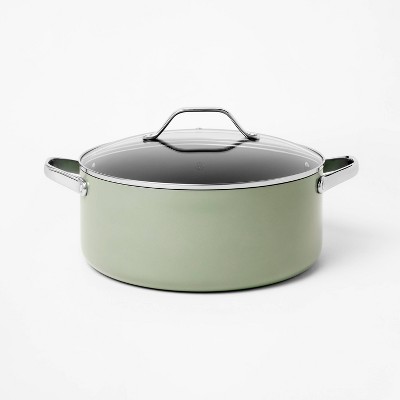 8qt Nonstick Ceramic Coated Aluminum Wide Stock Pot Blue - Figmint™