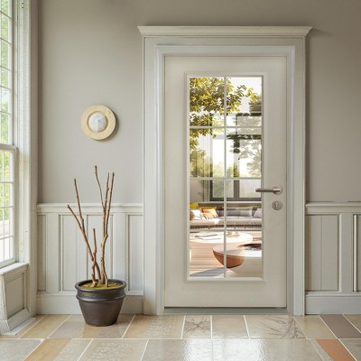 Wooakway 36"W*80"H 8-Lite Exterior Frosted Glass Prehung Front Entry Door Primed Interior Fiberglass Entrance Door