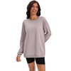 ATHLECHIC Women's Crew Neck Long Sleeve Hoodless Oversized Pullover Trendy Tunic Tops Sweatshirt - 3 of 4