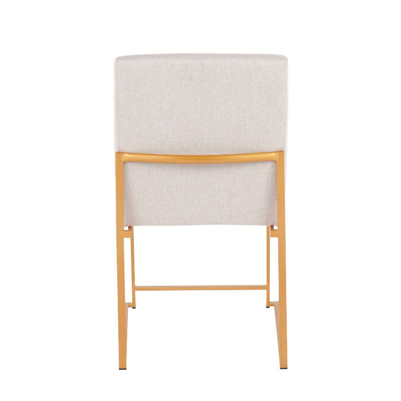 Set of 2 Highback Fuji Polyester/Steel Dining Chairs Gold/Beige - LumiSource, 6 of 11