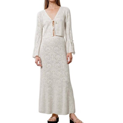 Women's Kellyann Crochet Knit Skirt and Cardigan Set - MOON RIVER
