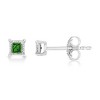 Haus of Brilliance Silver 1/10 Cttw Miracle Set Princess-Cut Treated Green Diamond Stud Earrings - 2 of 4