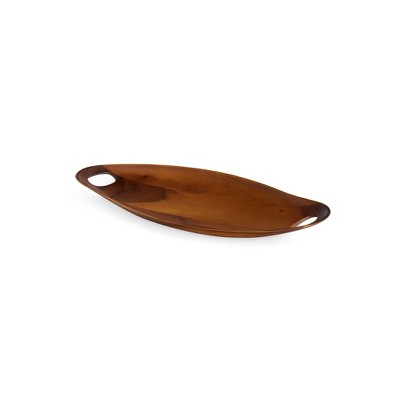 Nambe Portables Acacia Wood Tray with Handles, Home Décor, Charcuterie Boards, Fruit, and Cheese,