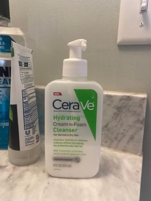 Cerave Hydrating Cream-to-foam Face Wash With Hyaluronic Acid For Normal To  Dry Skin - 16 Fl Oz : Target