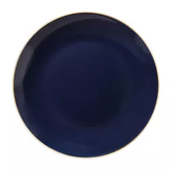 Smarty Had A Party 7.5" Navy with Gold Rim Organic Round Disposable Plastic Appetizer/Salad Plates (120 Plates)