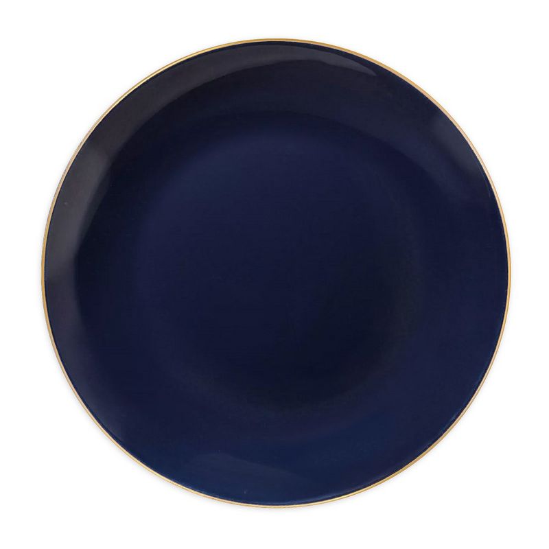 Smarty Had A Party 10.25" Navy with Gold Rim Organic Round Disposable Plastic Dinner Plates (120 Plates), 1 of 3