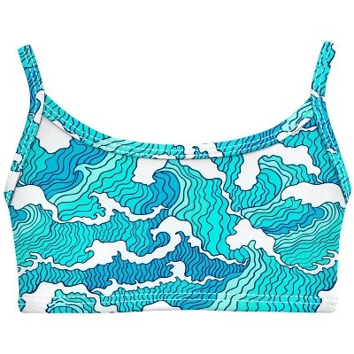 City Threads USA-Made Girls UPF 50+ Printed Bikini Swim Top