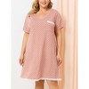 Women's Plus Size Pajamas Polka Dots  Lace Trim V Neck Short Sleeve Lounge Midi Nightgowns with Pocket - Agnes Orinda - 2 of 4