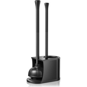 Toilet Plunger and Brush 2-in-1 Set, Stainless Steel Rustproof Combo with Deep Cleaning Curved Bristles for Family Bathroom - 1 of 4