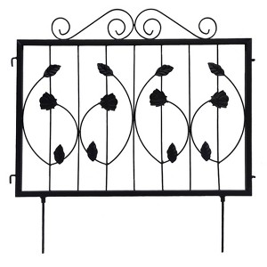 Decorative Garden Fence 24in H x 11ft 10in L - Rustproof Metal Landscape Border, No Dig Pet Barrier for Yard, Flower Bed & Outdoor Decor, Black - 1 of 4